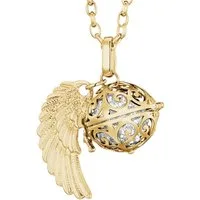 Morella Kette mit Anhänger Morella Halskette gold Engelsflügel und Klangkugel (2-tlg., Kette inkl. Klangkugel und Samtbeutel), Samtbeutel