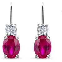 Miore Paar Ohrhänger SAS011E - 925 Sterling Silber mit Rubinen 2 Kt & Zirkonia 0.9 Kt, Ohrringe für Damen in Echtsilber