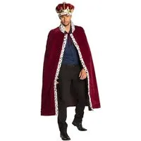 Boland Kostüm König Kostümset - Karnevalskostüm Herren Fasching, Bordeauxfarbene Robe und Krone für Kaiser und Könige