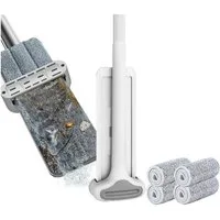 GARRYFIZH Wischmopp Wischmopp Wischmob Wischer Boden Bodenwischer, 32 cm, Cremeweiß 4 Wischmatten