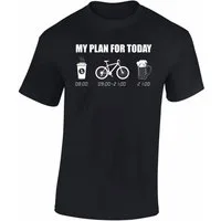 Baddery Print-Shirt Fahrrad T-Shirt: "My plan for today : Fahrradfahren", hochwertiger Siebdruck, auch Übergrößen, aus Baumwolle