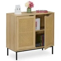 relaxdays Sideboard mit 2 Rattan Türe