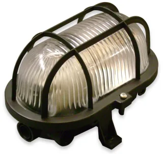 MÜLLER-LICHT Feuchtraumleuchte, 20300023, OVAL Leuchte + Schutzkorb, schwarz