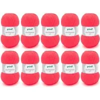 Gründl Wolle Lisa Premium Uni im 10x50g Wollpaket zum Handarbeiten Häkelwolle, (Wolle zum Stricken, Häkeln, Handarbeiten, Handstrickgarn), weich und pflegeleicht, ohne Schurwolle