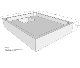 Neuesbad Wannenträger für Bette extraflach 100x80x6,5 SD21157