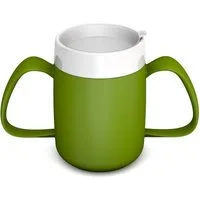 Ornamin Schnabelbecher 2-Henkel-Becher mit Trink-Trick und Schnabelaufsatz/ Trinkaufsatz, 2-tlg., Kunststoff, Trinkhilfe l Alltagshilfe l Schnabeltasse l BPA-frei l Made in Germany