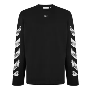 Off White - T-Shirt für Herren, leger, Langärmlig (Schwarz)