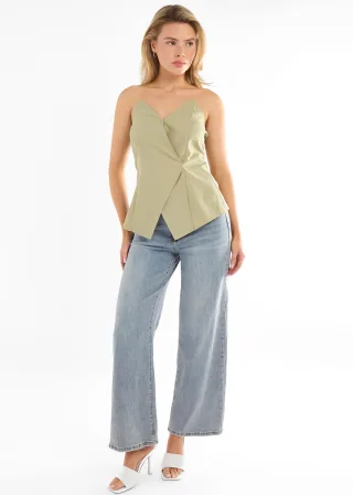 Sage Tall Asymmetrisches Bandeau-Korsett-Top