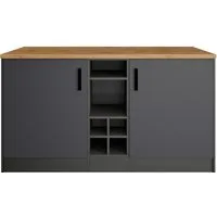 KOCHSTATION Kücheninsel KS-Toronto, Breite 153 cm, MDF-Fronten, Flaschenregal