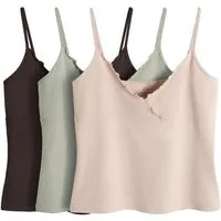 The Set Trägertop The Set verkürzte Camisoles mit Rüschen, 3er-Pack (3-tlg)