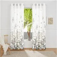 OTTO home Gardine Reeffa (1 St), Ösen, halbtransparent, Polyester, Blätter, Leinenoptik, leichter Lichtschutz, halbtransparent