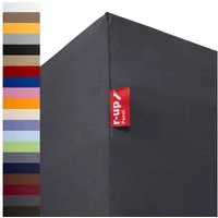 r-up Spannbettlaken Passt 90x200 bis 200x220cm erhältlich! 130 g/m², Baumwolle, Gummizug: fest eingenähtes dauerelastisches Rundumgummi, (1 Stück), (90x200-100x200, 15-35cm Matratzenhöhe, anthrazitgrau)