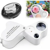 nsihing Lupenbrille Juwelier Lupe, 30X and 60X Vergrößerung, Metall Faltlupe mit LED, für Diamanten, Edelsteine, Schmuck, Briefmarken, Münzen