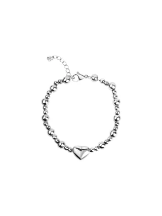 Zeeme Stainless Steel Armband Edelstahl Kugelarmband mit Herz