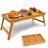 relaxdays Tabletttisch 2x Bambus Betttablett
