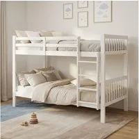 Homestyle4u Etagenbett 90x200 Kinderbett Geschwisterbett Weiß Doppelstockbett Hochbett Holz (Set mit 2x Lattenrost, mit 2x Lattenrost), Kiefer, umbaubar zu 2 Betten, einzeln stellbar, geteilt