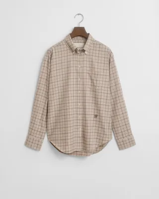 GANT - Angeraute Relaxed Fit Flanellbluse mit Karomuster plum wine - Gr. - 36