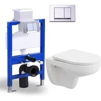 HOROW Vorwandelement WC Toilette Komplettset hänge wc Set Komplett, Hänge WC mit WC Sitz mit Absenkautomatik, Toilette Komplettset, Toilette mit Spülkasten