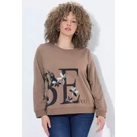 Ulla Popken Sweatshirt Sweatshirt Blumen-Stickerei Rundhals