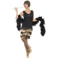 Smiffys Kostüm 20er Jahre Flapper Kleid schwarz-gold - Fasching, Die Goldenen 20er: Cocktailkleid in der richtigen Mischung aus frech u