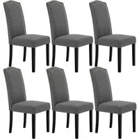 Woltu 4-Fußstuhl (Set, 6 St), Esszimmerstühle mit Rückenlehne, Leinenbezug