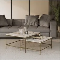 Vicco Couchtisch Ramio, Weiß/Gold, 80 x 80 cm 2 Teile (2-St)