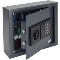 HMF Schlüsseltresor Schlüsseltresor mit Zahlencode, Schlüsselsafe (30 Haken, inkl. Schlüsselanhänger), mit Elektronikschloss, 30 x 28 x 10 cm, Anthrazit