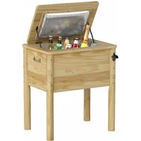 COSTWAY Kühlbox, 51 l, Holz-Terrassenkühler, Outdoor-Getränkekühler