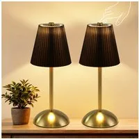 ZMH LED Tischleuchte 2er Set Akku Touch Nachttischlampe 3 Farbtemperature mit USB Dimmbar, LED fest integriert, 3000-6500K