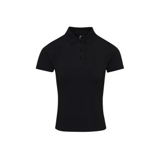 Premier Damen Polo-Shirt Coolchecker mit CoolPlus (Schwarz)