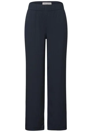 Street One - Wide Leg Crinkle Hose blau - Gr. - 30