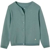 vertbaudet Strickjacke Mädchen Strickjacke BASICS Runder Ausschnitt, Knopfverschluss