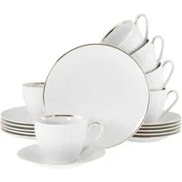CreaTable Kaffeeservice Valencia Gold, Kaffee-Service 18-tlg (18-tlg), 6 Personen, Porzellan, Elegant, Goldrand