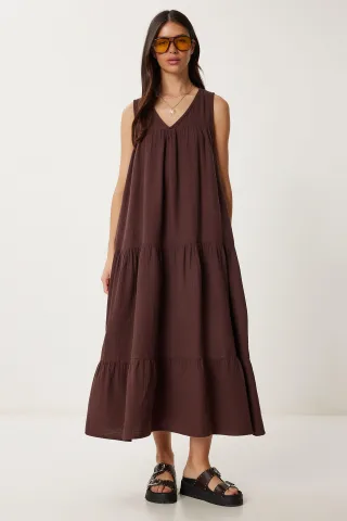 Rüschenshirt V-Ausschnitt Midikleid