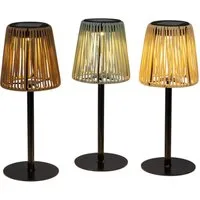 formano Außen-Tischleuchte 3er Solar LED Gartenlampe Rattan Optik Solarleuchten Außen Outdoor, LED fest integriert