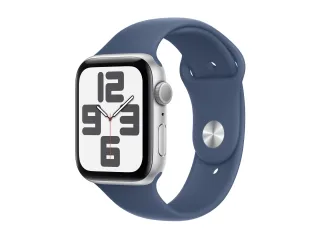 Apple Watch SE (2022) (GPS) 44mm silber mit Sportarmband S/M Denim | mxeq3qf/a |
