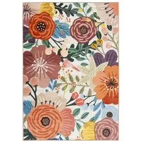 Floordirekt Teppich Fleur mit Blumenmuster, rutschfest & pflegeleicht aus Polyamid, rechteckig, Kurzflor Wohhnteppich für Flur, Wohnzimmer & Schlafzimmer, 160x230 cm