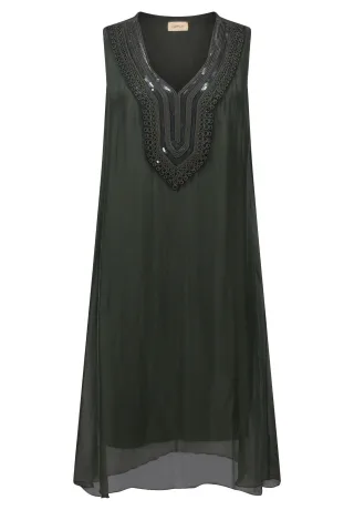 CARTOON - Seidenkleid bronze green - Gr. - 36