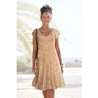 Buffalo Jerseykleid mit Blümchenprint und V-Ausschnitt Kurzes Sommerkleid, Strandkleid, Druckkleid, Blumenkleid