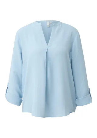 Q/S designed by - Bluse mit V-Ausschnitt und 3/4-Ärmeln blau - Gr. - 44