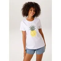 Aniston CASUAL T-Shirt mit Glitzersteinchen verzierter Ananas-Applikation