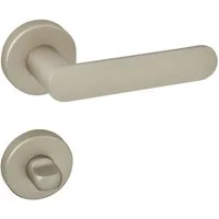 SO-TECH® Drückergarnitur Türdrücker SAM Aluminium Oval Rosette, Bad / WC Türen Türgarnitur Edelstahloptik