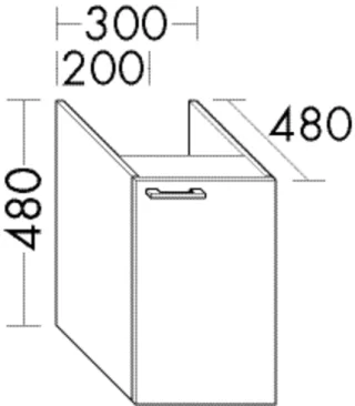 Burgbad Unterschrank Sys30 PG4 Sana 480x300x480 Dunkelgrau Hochglanz, WUYJ030LF3365 WUYJ030LF3365
