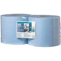 TORK 2 Putztuchrollen 2-lagig W1/W2 Advanced 420 blau Reinigungstuch (Zellstoff, 23.50x25500.00 cm, 2 Rollen á 255 Meter, Außenabrollung, 2-lagig, perforiert nach ca. 34 cm)