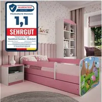 Raumhirsch Furniture Kinderbett 70x140, 80x160, 80x180 cm - Komplettset mit Matratze & Schublade (Bett für Mädchen, Einzelbett für Kinder von 2-12 Jahren, Rausfallschutz und Lattenrost), verschiedene Farben & Designs