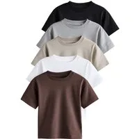 Next T-Shirt Kurzärmelige schlichte T-Shirts im 5er-Pack (5-tlg)