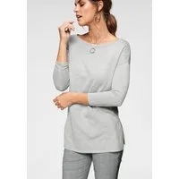 Laura Scott Longpullover Feinstrick mit U-Boot Ausschnitt und seitlichem Schlitz