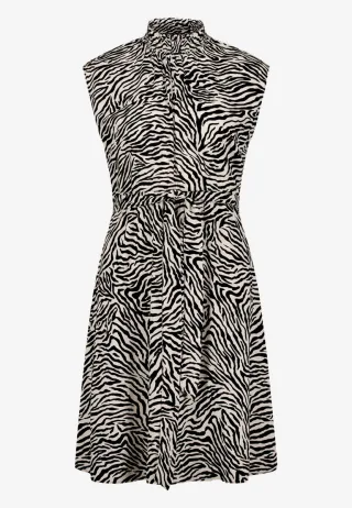 zero - Midikleid mit Zebraprint beige/schwarz - Gr. - 44