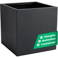 VIVANNO Pflanzkübel Fiberglas BLOCK Würfel - Anthrazit Matt (1 St), 30x30x30 cm