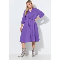 Ulla Popken Midikleid Sweatkleid A-Linie Hemdkragen 3/4-Arm Modalmix